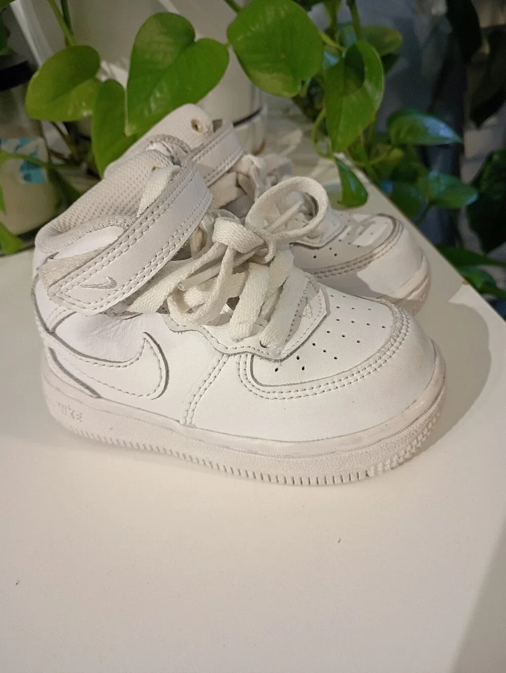Nike Baby White High-Top Sneakers with Strap